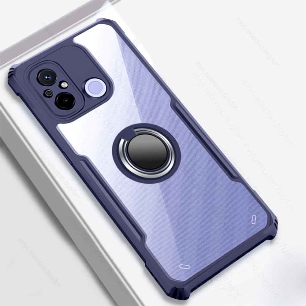 Per Redmi 12C 4G Custodia Acrilico Trasparente Antiurto Armor Coque Redmi12C Redmy 12C 12 C C12 Magnet Holder Ring Protect Fundas