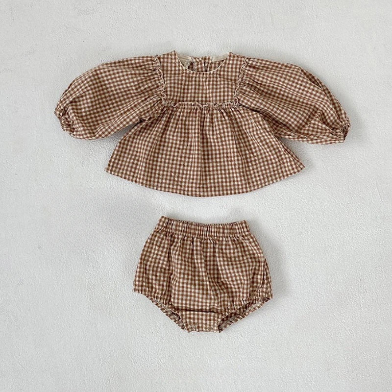 Toddler Girl Plaid Blouse & Shorts Set 2
