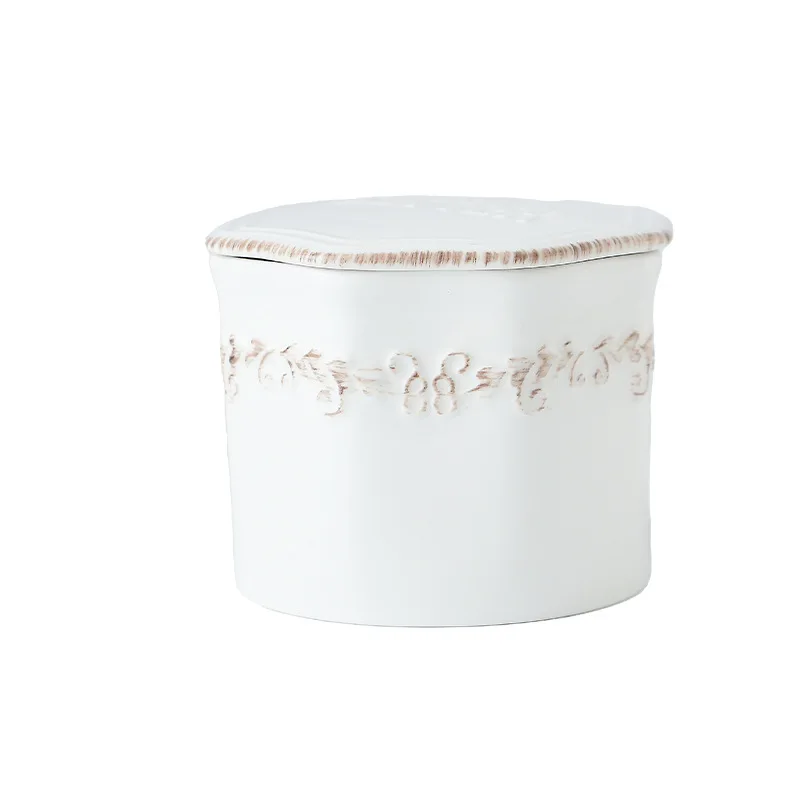 Ceramic Tableware Butter Box Polygon Butter Crisper Cheese Sealed Jar Western Box Cheese Slicer Dish Tableware