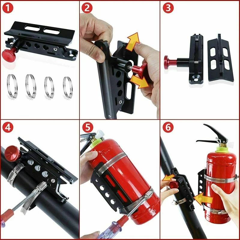 Fire Extinguisher Holder Mount Bracket car extinguisher holder fire extinguisher holder Black Adjustable Tailgate Roll Bar Fit for Jeep Wrangler YJ Aluminum Alloy Bracket