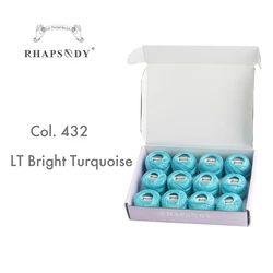 Rhapsody Pearl Cotton Embroidery Thread - Size #8, Egyptian Mercerized Cotton, 128 Vibrant Colors for Crochet and Cross Stitch Crafts (432 Bright Turquoise)