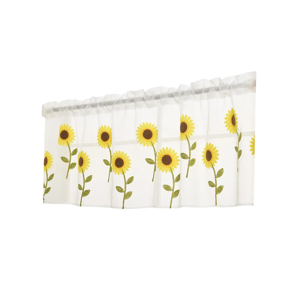 Leaves Sheer Curtain Tulle Window  Voile Drape Valance 1 Panel Fabric  1 x 0.5M (Yellow) 2