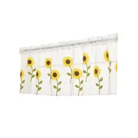 Leaves Sheer Curtain Tulle Window  Voile Drape Valance 1 Panel Fabric  1 x 0.5M (Yellow) 2