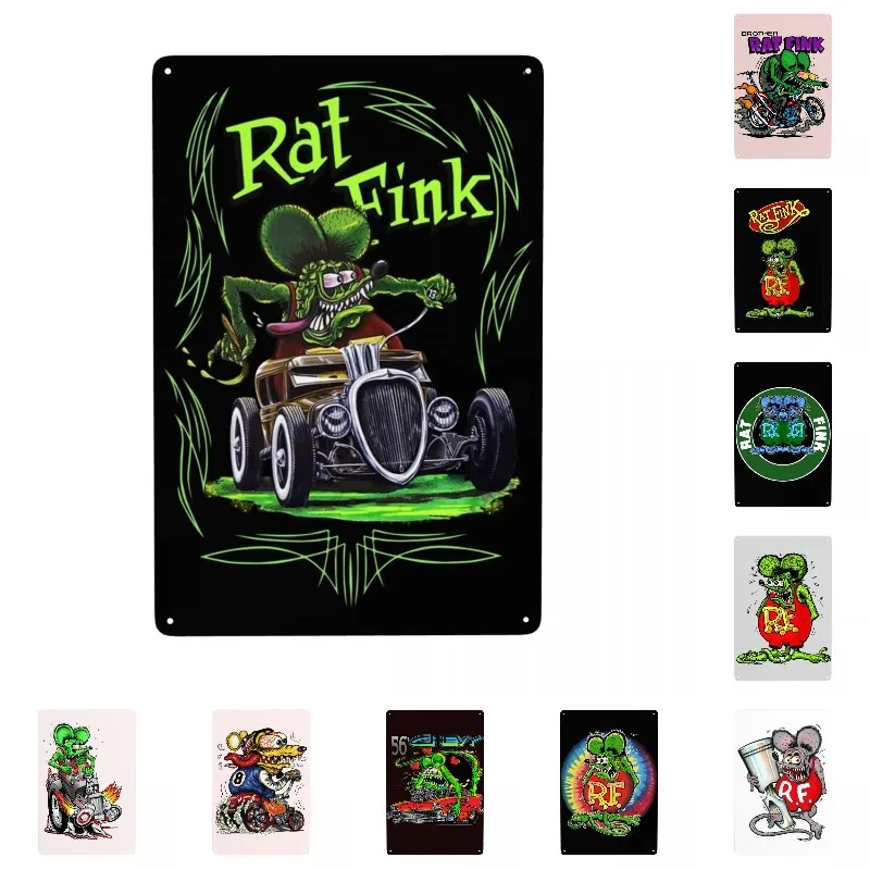 Vintage Rat Fink Classic Metal Signs Custom Comic Cartoon Targa In Latta Gate Garden Bar Wall Art Decor 12X8 Pollici