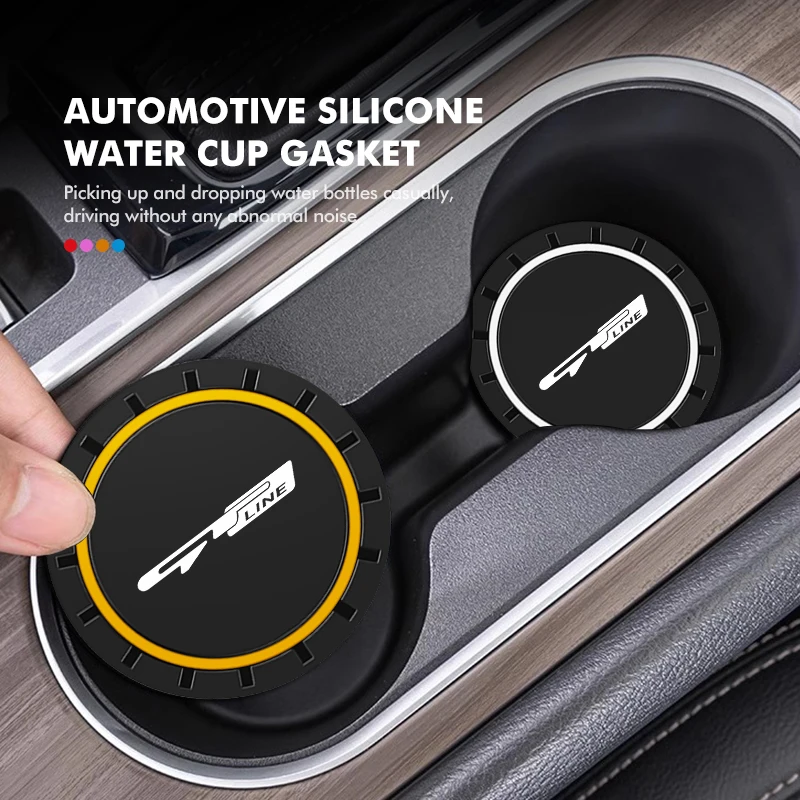 2pcs Car Coaster Water Cup Slots Anti-Slip Waterproof Slot Pad For KIA gt gtline Xline ceed Forte RIO STINGER Seltos K3 K4