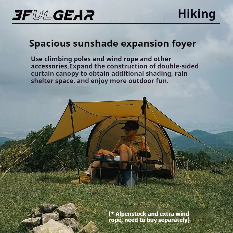 3F UL GEAR Taihang 2 Tent 2024 Outdoor Ultralight Camping 3/4 Season Tent 15D Silnylon Hiking Tent With 7001 Aluminum Alloy Rods 3