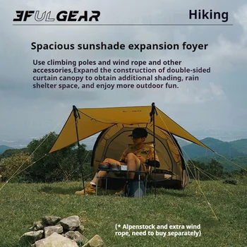 3F UL GEAR Taihang 2 Tent 2024 Outdoor Ultralight Camping 3/4 Season Tent 15D Silnylon Hiking Tent With 7001 Aluminum Alloy Rods 3