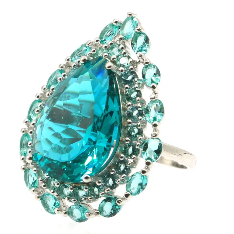 9g Big Heavy Customized 925 SOLID STERLING SILVER Customized Rings Gorgeous Swiss Blue Topaz Aquamarine Green Peridot Rhodolite