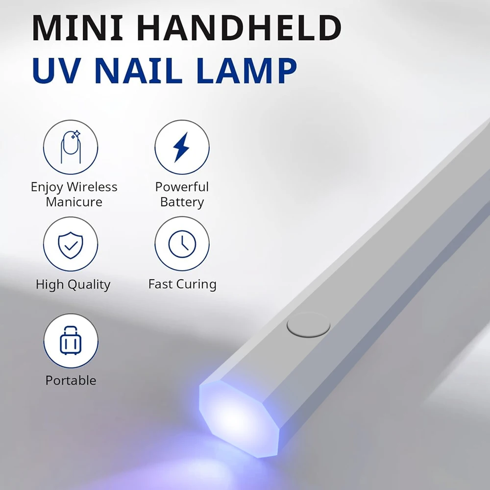 Mini UV Nail Light - Timers and Adjustable Stand, Handheld LED Nail Lamp for Gel Nails, Rechargeable Nail Dryer for Manicure Art