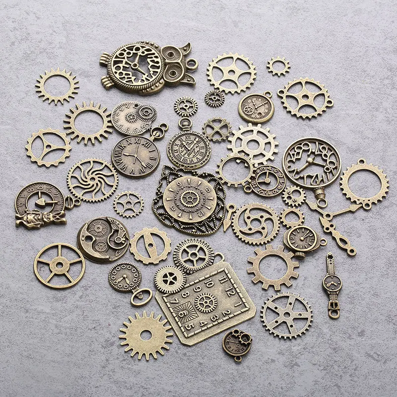 

40pcs/bag Vintage Metal Zinc Alloy Mixed Owl Clock Pendant Charms Steampunk for Diy Jewelry Making