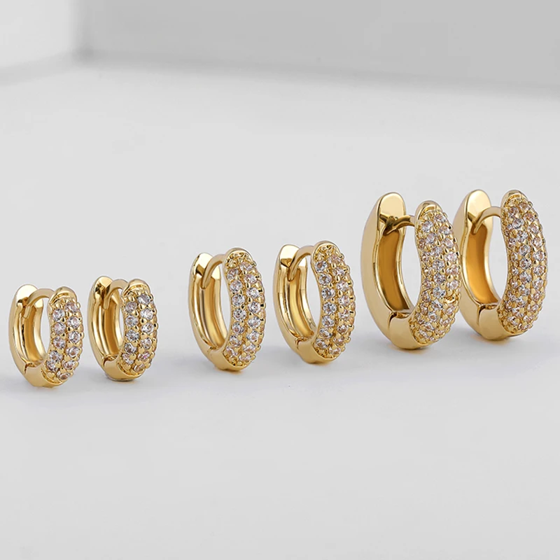 3pair/set New Classic Small Circle Hoop Earrings for Women Gold Color Shiny CZ Zircon Huggies Cartilage Earrings Girls Gift 2