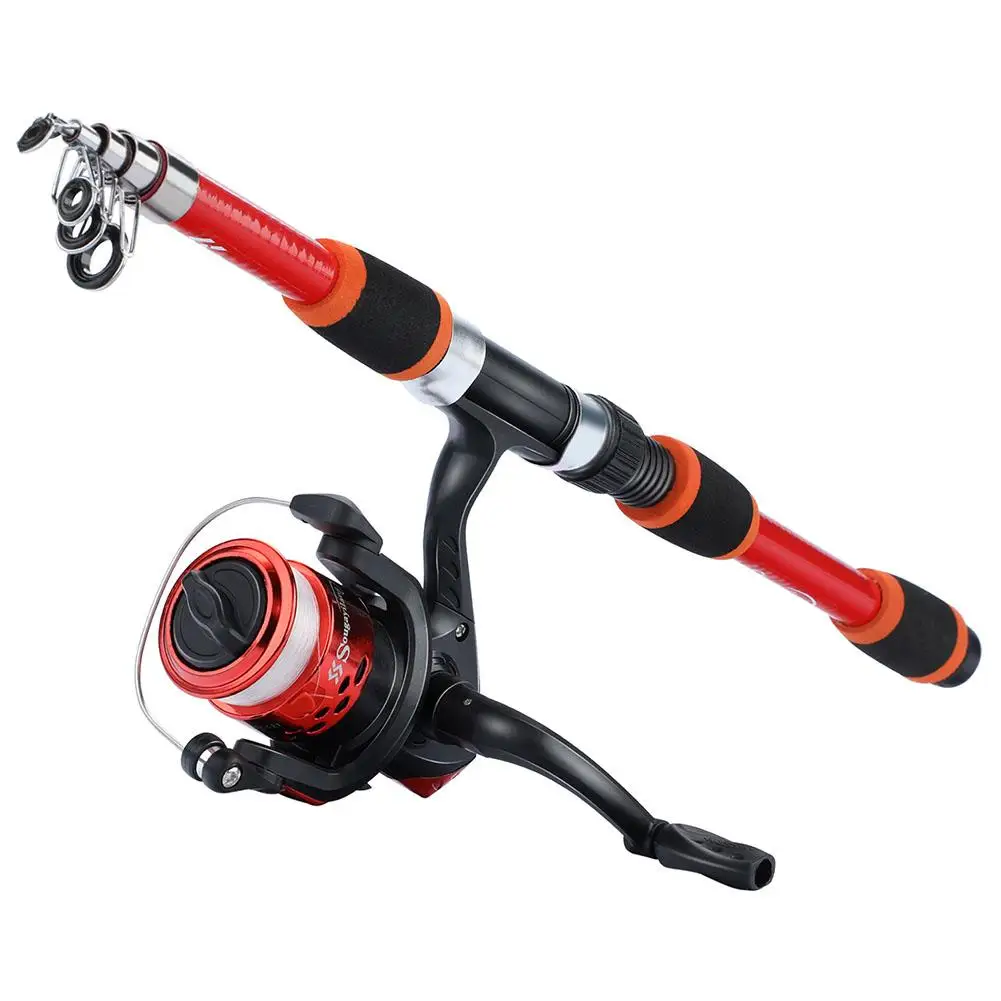 Portable Fishing Rod 1.8m Telescopic Fishing Rod 5.5:1 Gear Ratio