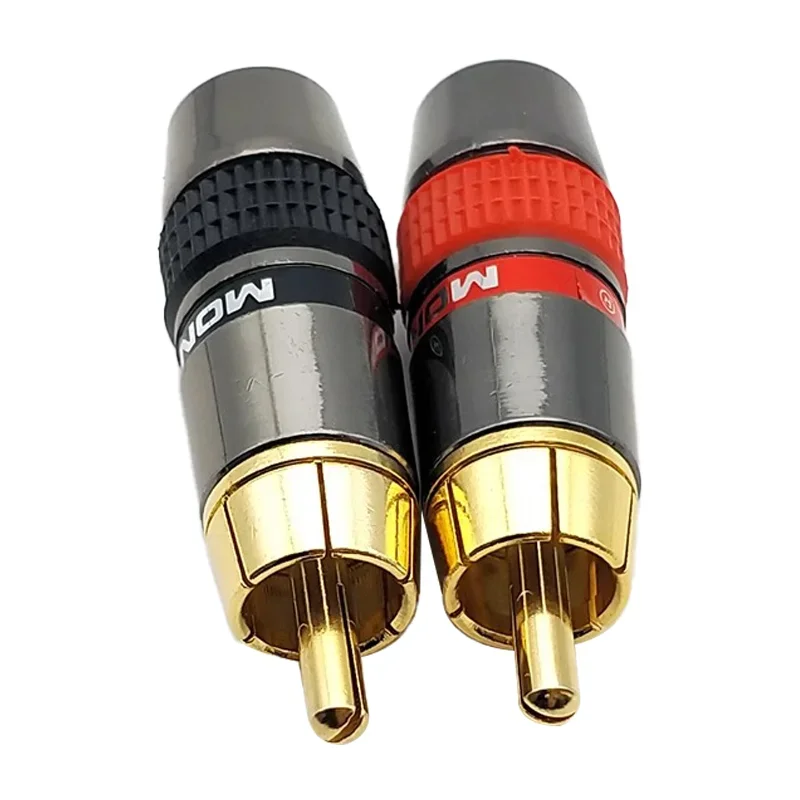 2/4/8/PCS 금도금 몬스터 구리 RCA 남성 플러그 로터스 솔더 플러그 확장 소켓 RCA 배선 오디오 및 비디오 레드 블랙