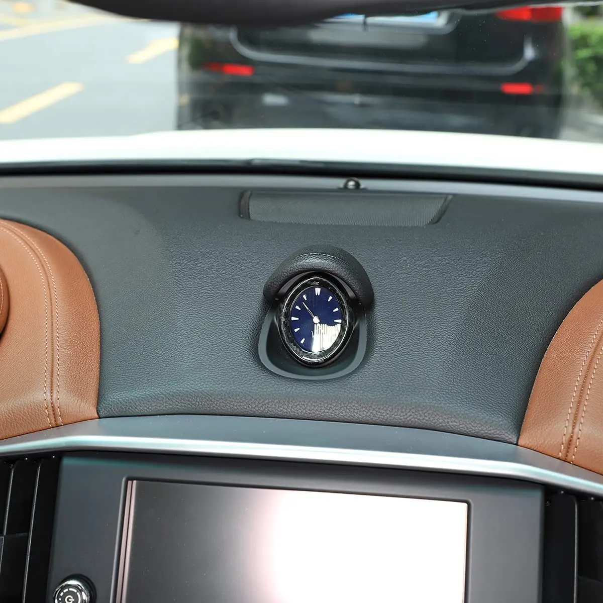 100% Real Carbon Fiber Dashboard Center Clock Compass Cover for Maserati Ghibli 2014-2021 Interior Accessories Red 