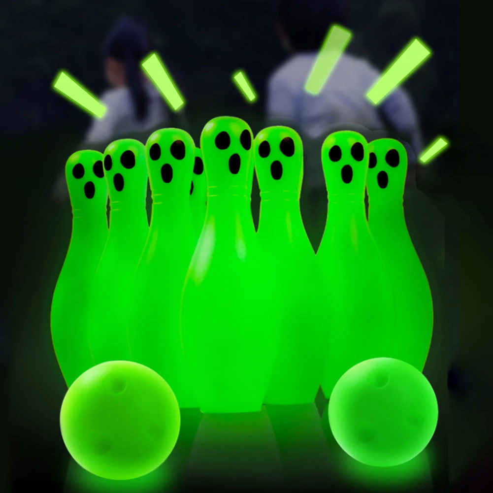 Halloween Noctilucent Ghost Bowling Toys Glow in Dark Interactive Bowling Toys Game Festival Theme for Parent Child
