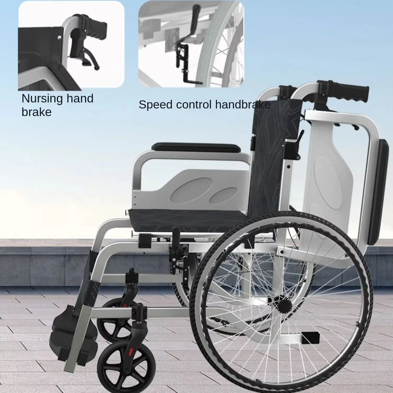 Folding light exwide armrest can lift Oxford cloth seat cushion large wheel wheelchair scooter the elderly