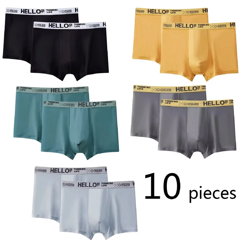 10Pcs Boxer Shorts Men's Underwear High Stretch Breathable Soft Comfortable Size L-4XL