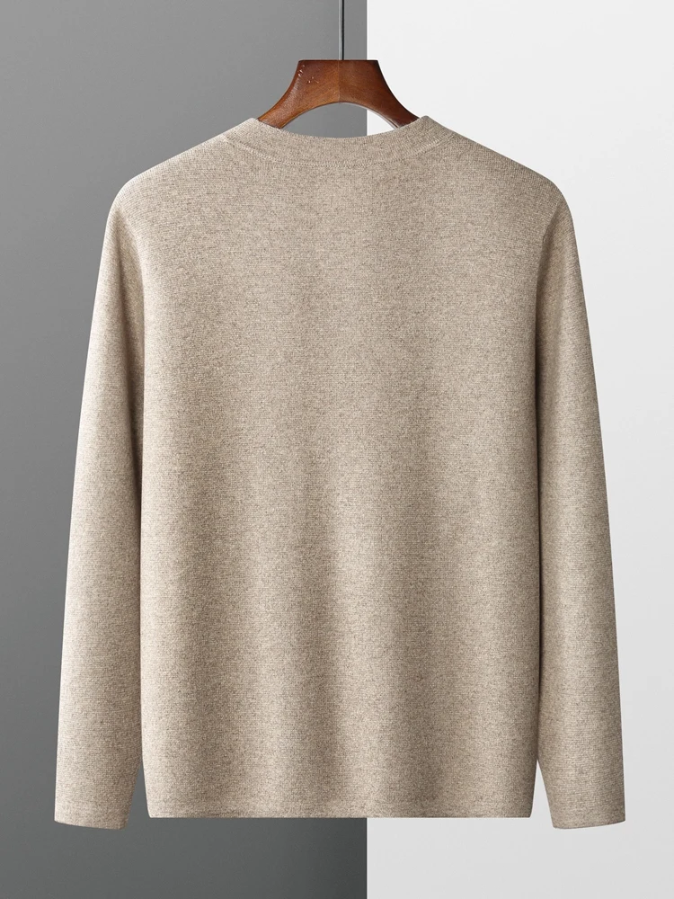 2024 New Men Sweater 100% Merino Wool Cardigan Stand-Up Collar Casual Pure Color Knit Coat Autumn Winter Youth Warm Men Jacket