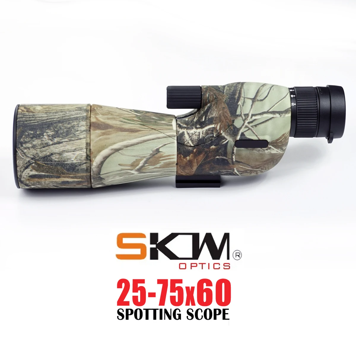 SKWoptics-Spotting Scope, 25-75x60 Telescope, Camo Realtree, Tripod, Birdwatching, Hunting Telescope,