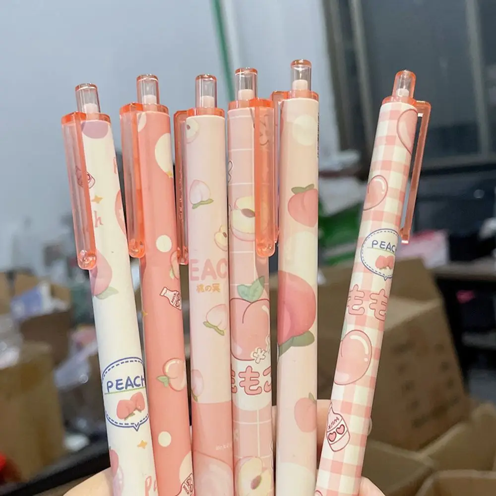 

New Press Type Ballpoint Pens 0.5mm Cute Bear Peach Astronaut Writing Gel Pens Student Gift Learning Office Supplies