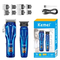 KEMEI km-2217 LED Display Metal Hair Clipper 2pcs Usb Charging Electric Trimmer Hair Clipper Set 1