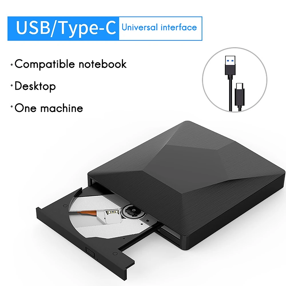 ORICO 버너 USB 3.0 외장 CD DVD 범용 드라이브, 휴대용 USB C 타입 모바일 광학 드라이브 CD DVD 버너