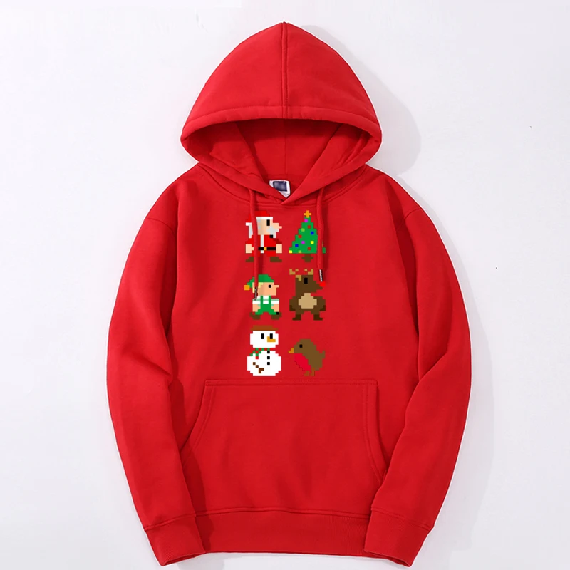 

New 8Bit Christmas Hoodies Cartoon Casual Style Pullover Fashion Comfortable Pullovers Warm Sweatshirt Outerwear Men's Top