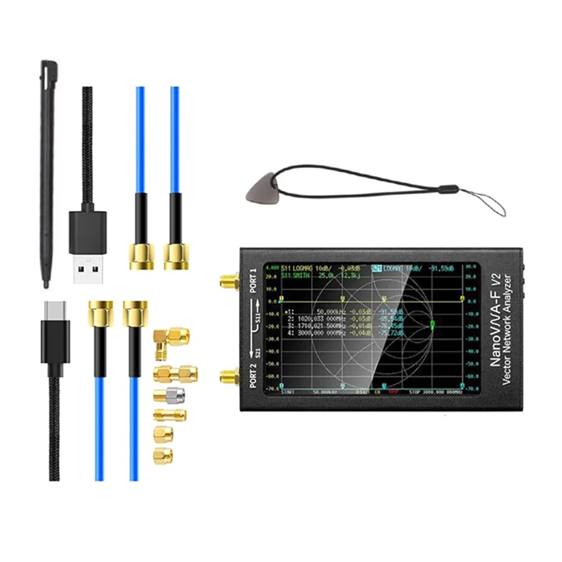 Antenna Analyzer NanoVNA-F V2 Vector Network Analyzer 50KHz-3GHz Antenna Analyzer HF VHF UHF VNA with 5000MAh-Measuring S Parameters