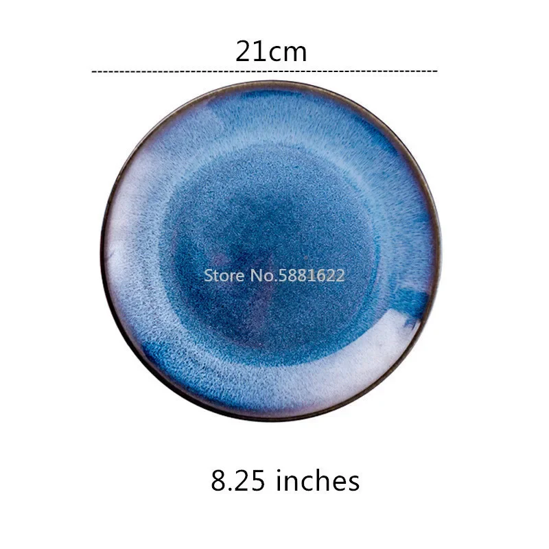 Brief Blue Starry Sky Round Ceramic Plate Restaurant Tableware Porcelain Dinner Plate Steak Pasta Dish Tray Fruit Salad