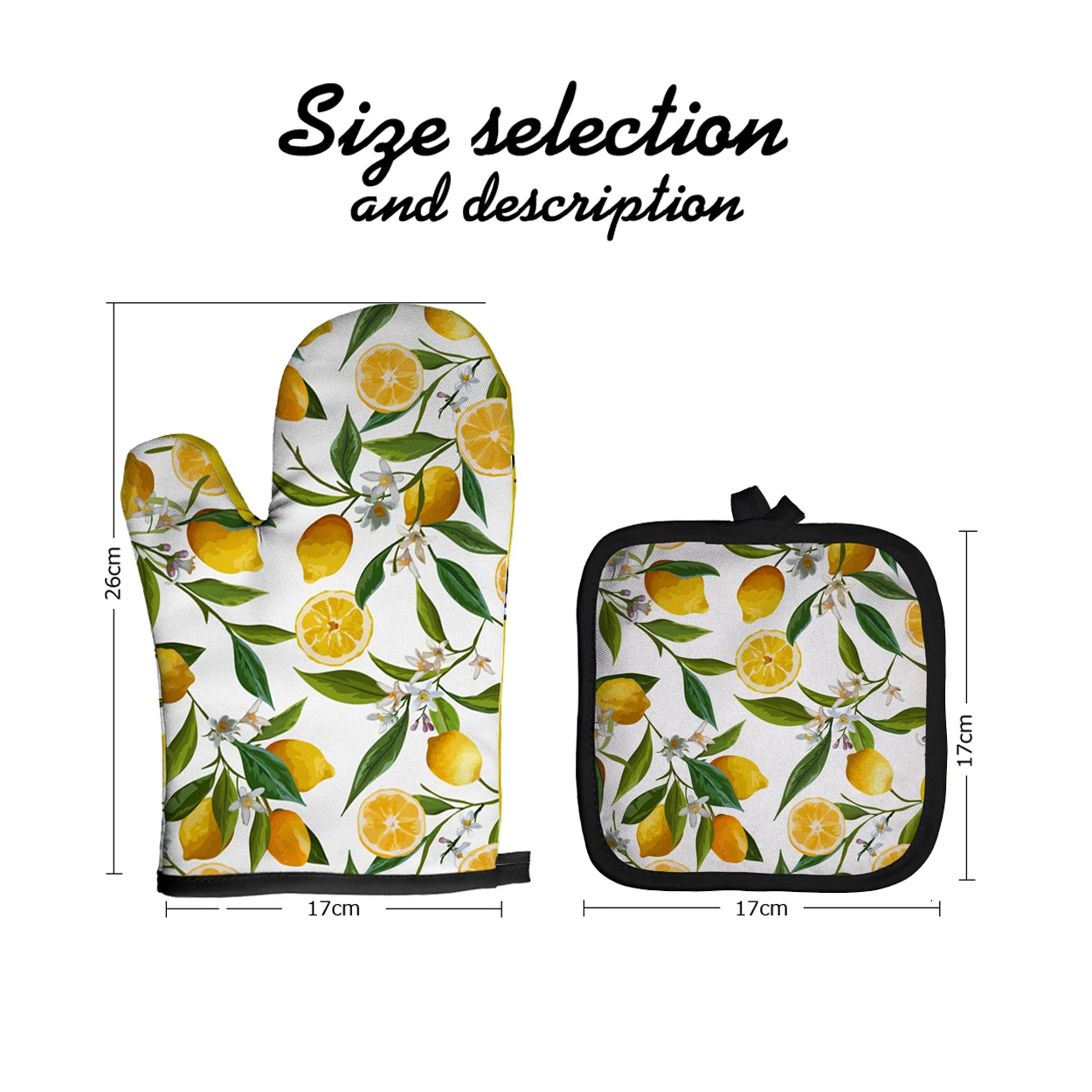 Kitchen Gloves Cotton Pot Holders 2pcs/lot Fruit Print Baking Gloves Oven Mitts Potholders Mat Non-slip Kitchen Cooking Tools Polyester Microwave Gloves and Apron