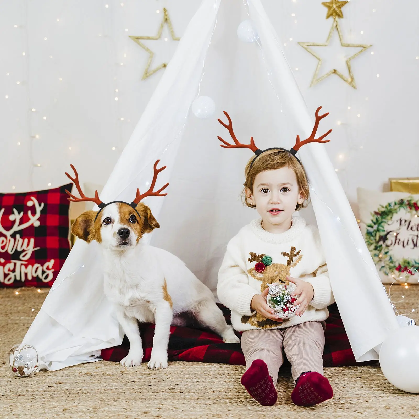 Xmas Antler Headband Cute Xmas Headwear Deer Branch Hair Hoop For Kids Women Christmas Carnival Hair Styling Decor Accessory