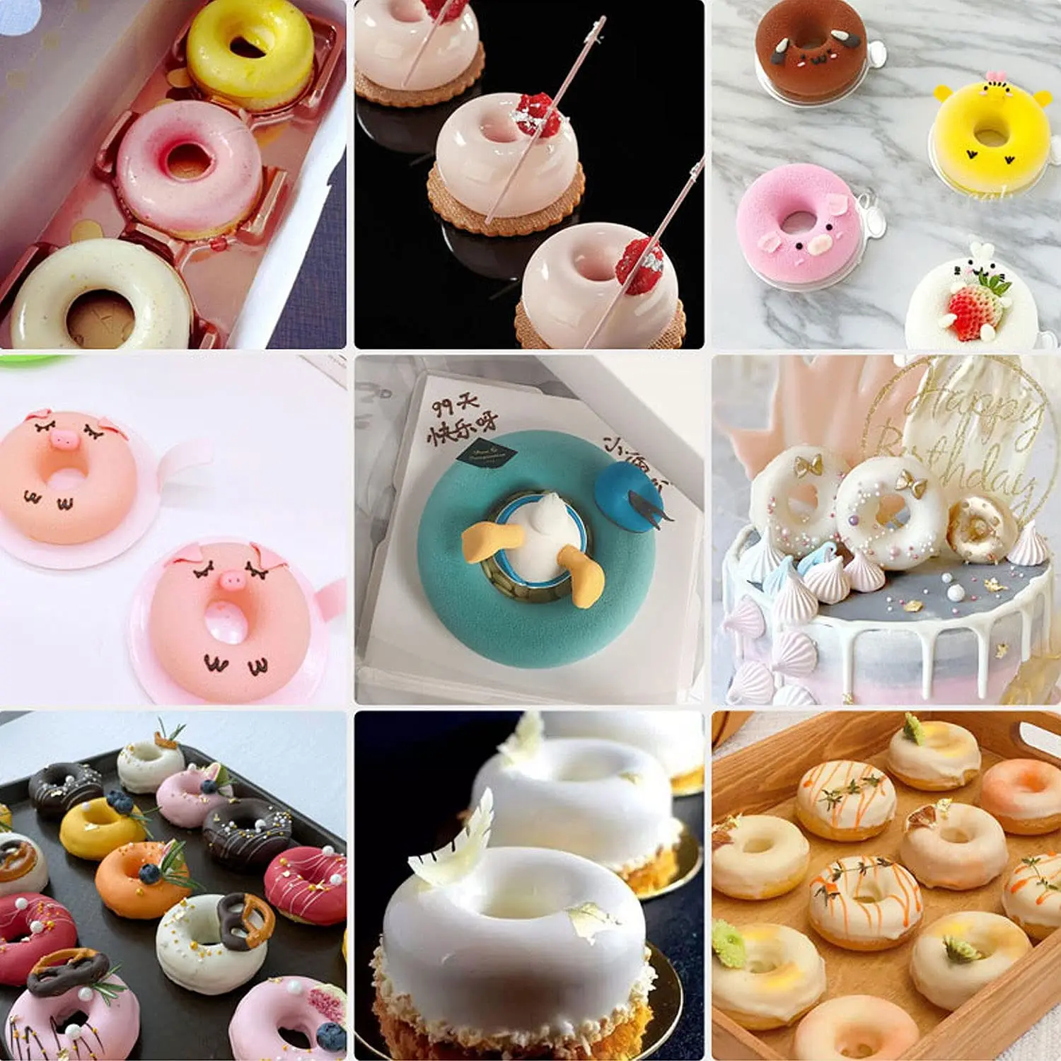 6 Cavity Silicone Donut Mold Chocolate Dessert Baking Pan Non-Stick Silicone Cake Mold Oven Baking Tools Cake Decoration Tools