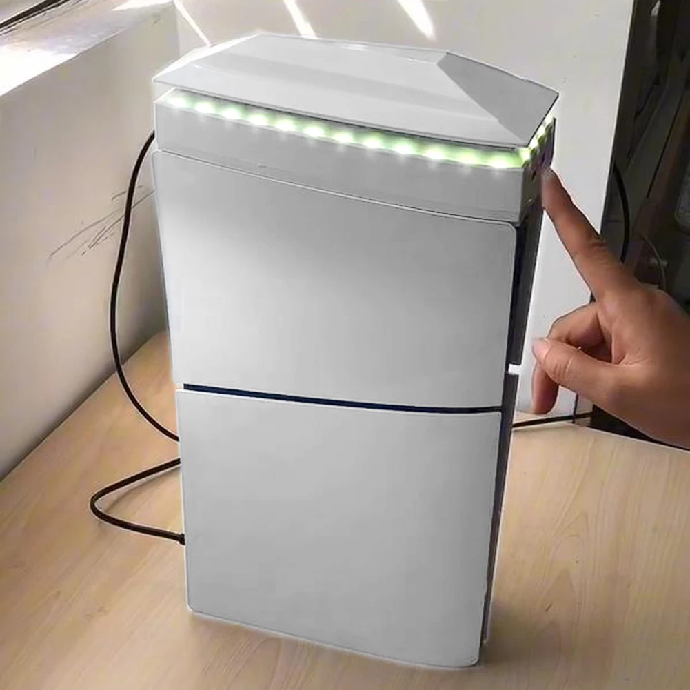 Console Cooling Fan with Dust Cover LED Light 2 USB Port Top Cooling System 3 Speed Upper RGB Fan for PS5 Slim Console