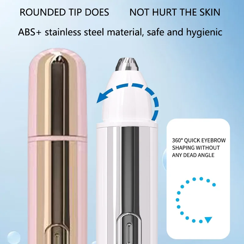 USB Rechargeable Electric Eyebrow Trimmer Pen for Women, Painless Precision Eyebrow Hair Remover, Safe Shaver Razor Tool