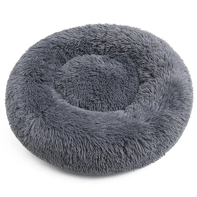 Dog And Cat Nest Long Plush Round Pet Bed Winter Warm Pad Wool Anti Slip Brand PP Cotton Soft Fluffy Rebound Half Surrounding