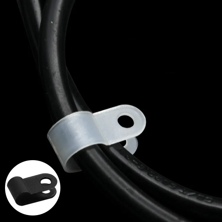 100PCS/lot Plastic P Clips Hose Cable Fasteners