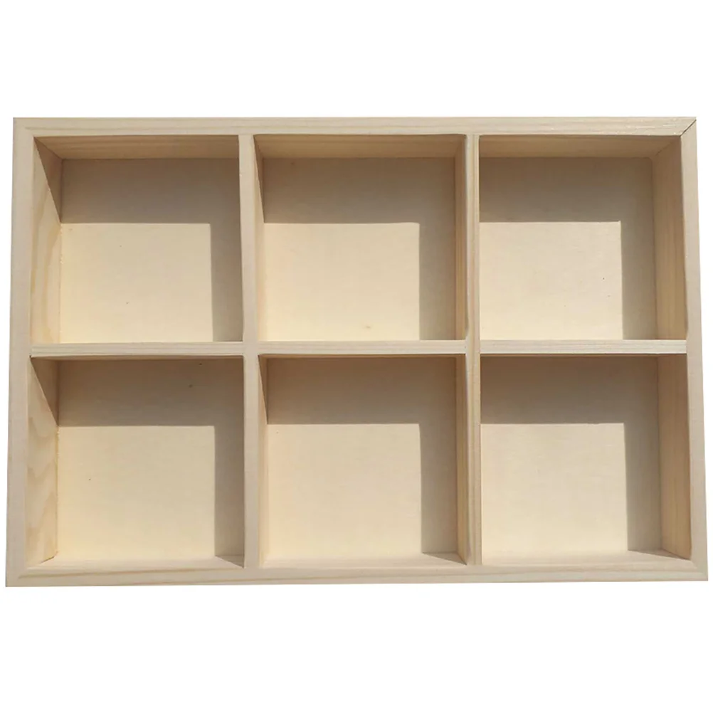 

Six Grid Wooden Box Painting Tool Storage Case 6-grid Crayon Watercolor Pigment Boxes Dye Organizer Compartment