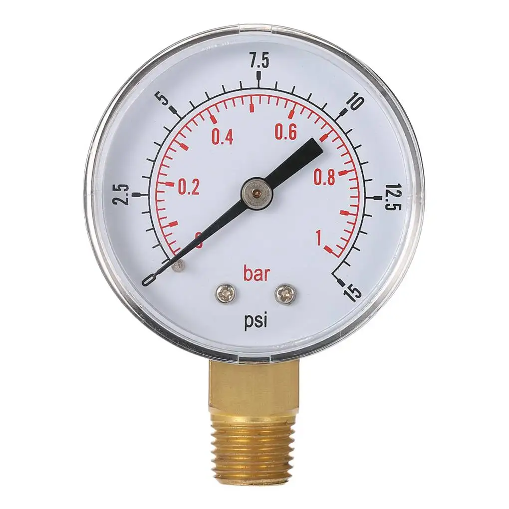 

Манометр BSPT, измеритель давления воды с резьбой, диапазон измерения 0-15psi, диапазон измерения 0-1 бар, 50 мм
