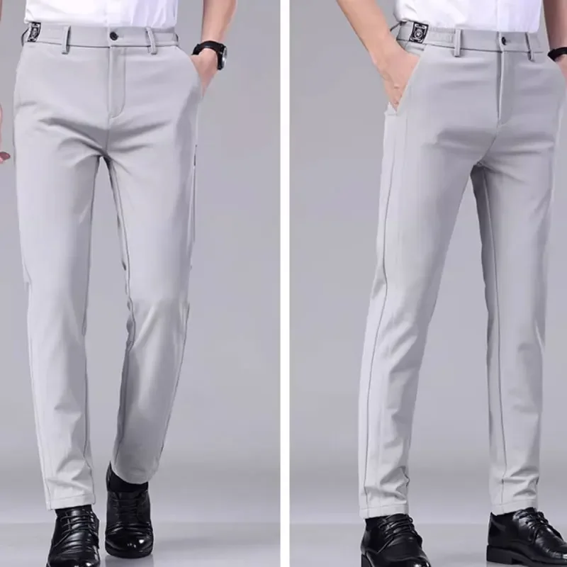 Men Casual Pants Straight Leg Loose Suit Trousers Professional Business Formal