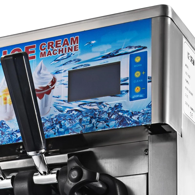 Electric ice cream machine with three flavors soft ice cream machine professional commercial desktop sundae ice cream roll 220V 6