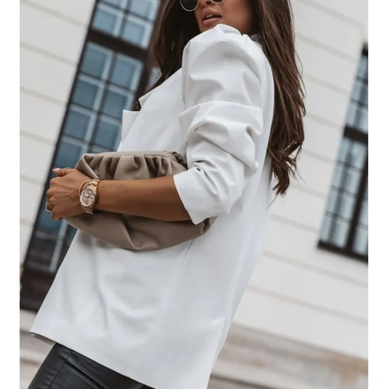2023 New Autumn and Winter Fashion Solid Color Double Breasted Suit Temperament Commuting Loose Fitting Women's Casual Coat