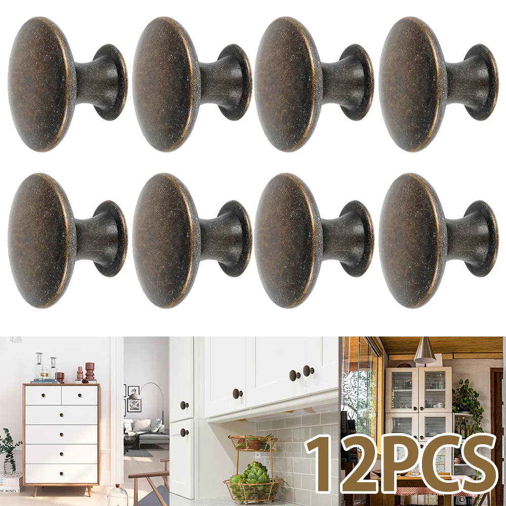 12pcs Vintage Knobs Cabinet Handles Zinc Alloy Drawer Hand Pulls Replacement Furniture Cupboard Closet Door Hardware DIY Knobs