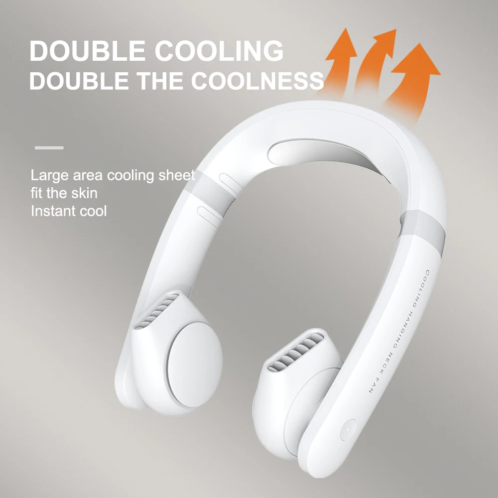 Bladeless Fan Hanging Neck Leafless Fan Rechargeable Fan Mute Sports Fans for Home Outdoor Portable Fans Semiconductor cooling_voghion.com