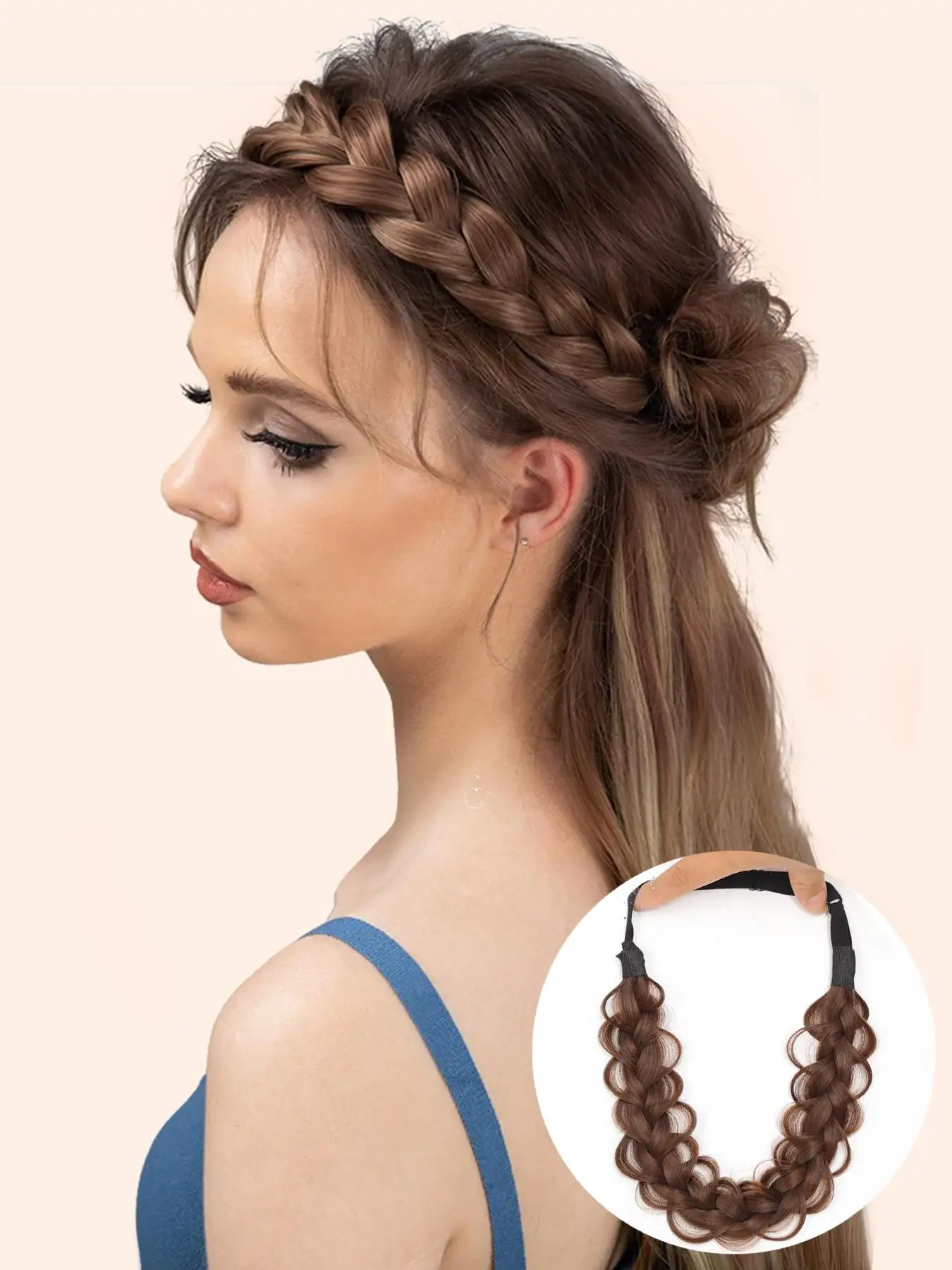 Synthetic Braided Headband Hairpiece for Women Bohemian Style