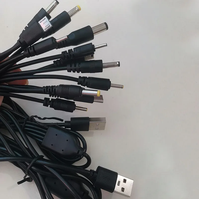 Universal USB to DC Multi-Tip Power Cable with Type-C, Micro USB, and Multiple DC Plug Sizes