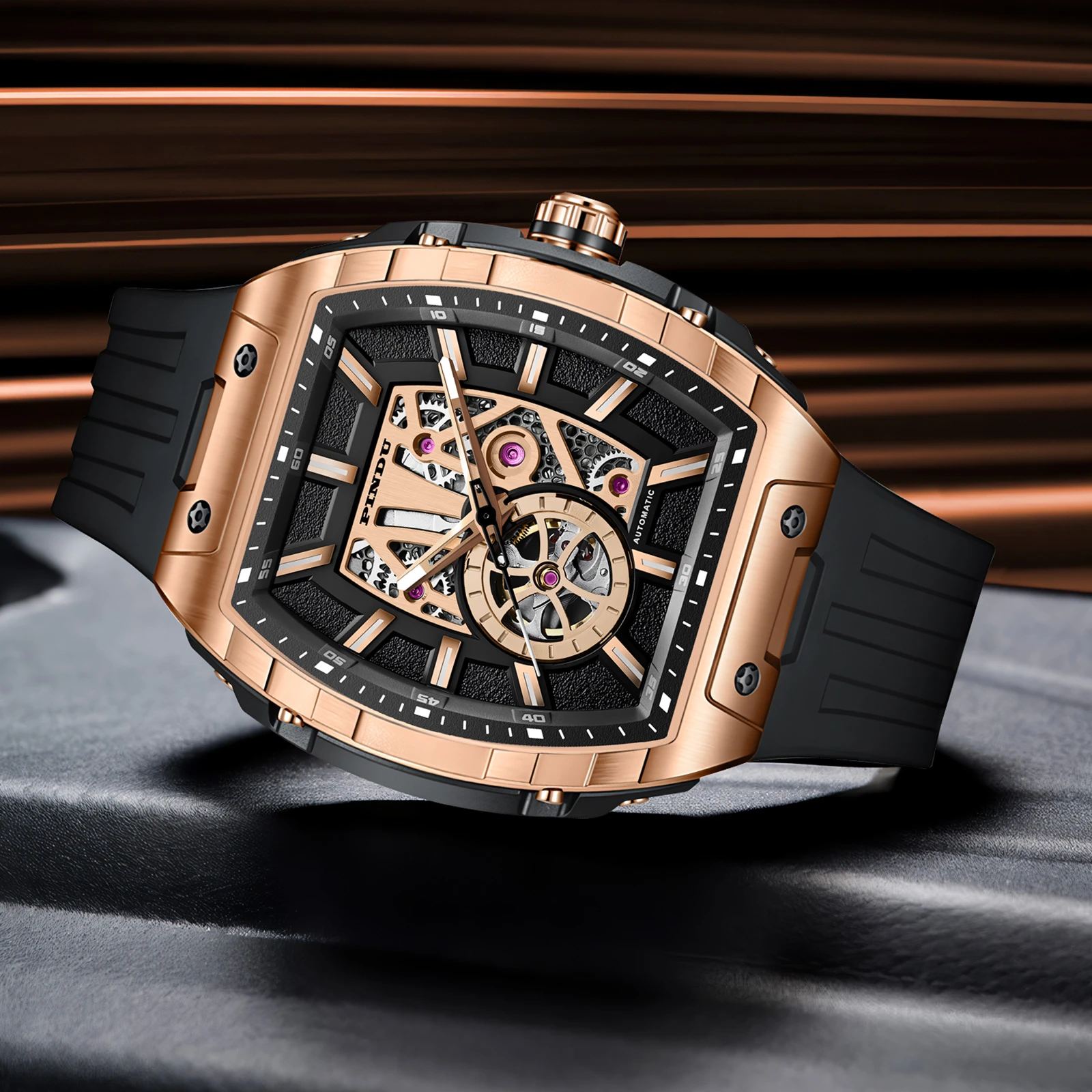 2023 PINDU Mens Watches Luxury Stainless Steel Automatic Mechanical