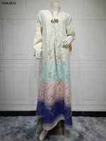 Siskakia Muslim Dubai Fashion Floral Jacquard Gradient Color Elegant Long Dress Moroccan Arab Kaftan Islam Clothing Saudi Abayas 4