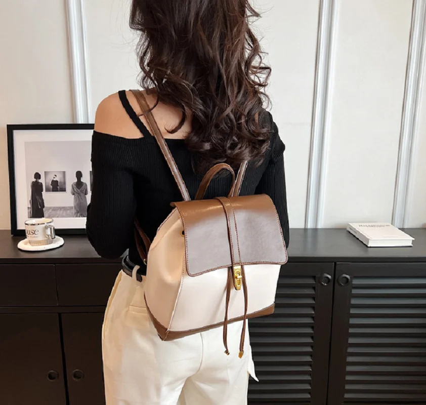 New Fashion Women High Quality Leather Backpacks Large Capacity Travel Shoulder Bags School College Book Bag For Girls Totes