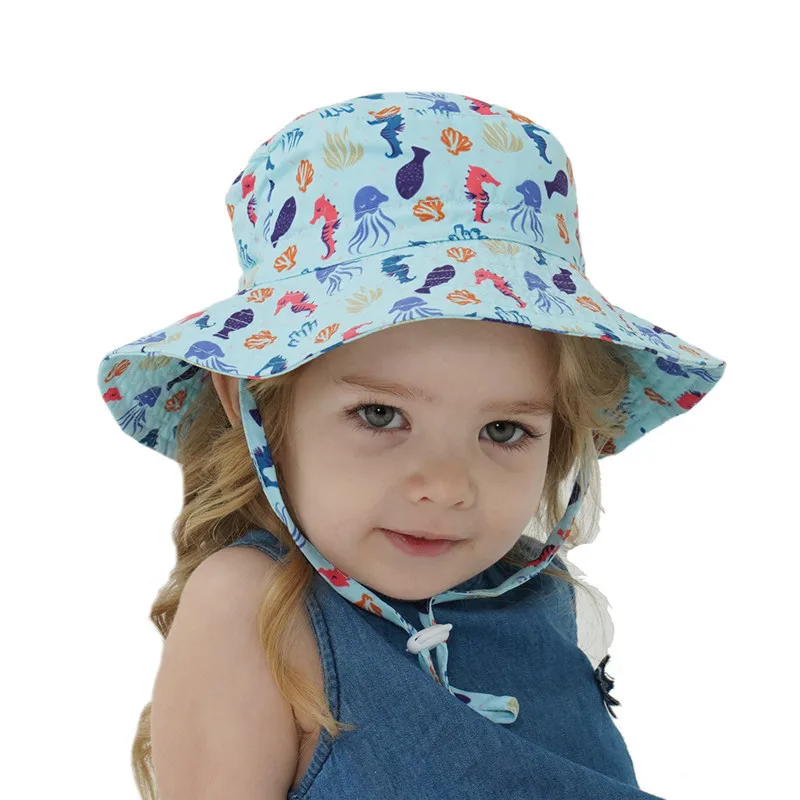 Girls Boys Outdoor Anti UV Beach Cap Summer Baby Sun Hat Kids Bucket Cap
