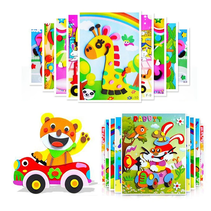 

3D EVA Foam Sticker Puzzle Game DIY Cartoon Animal Learning Education Toys For Children Kids Multi-Patterns Styles-Drop Ship